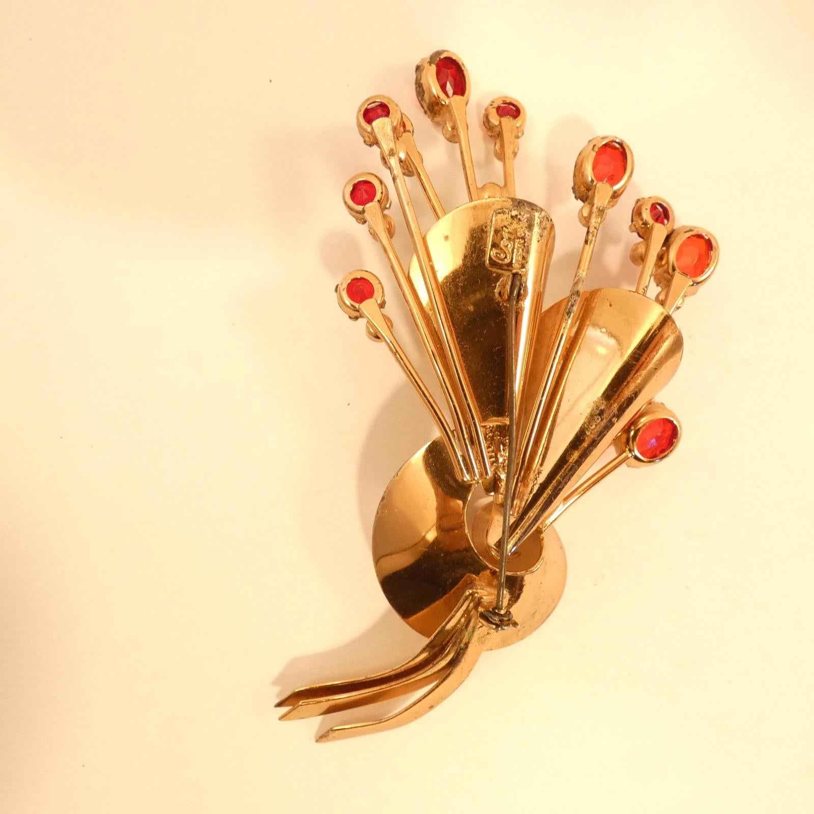 Vintage 1930s Coro Craft Floral Brooch Vermeil Sterling Silver, Rose Gold - Shop Under The Cedar