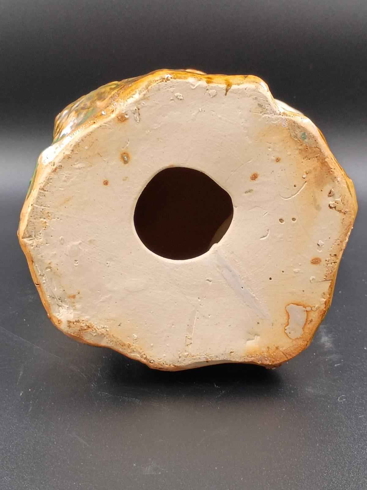 Vintage Majolica Rooster 12" and  Hen 11”Tall Ivory Green Ceramic Chickens