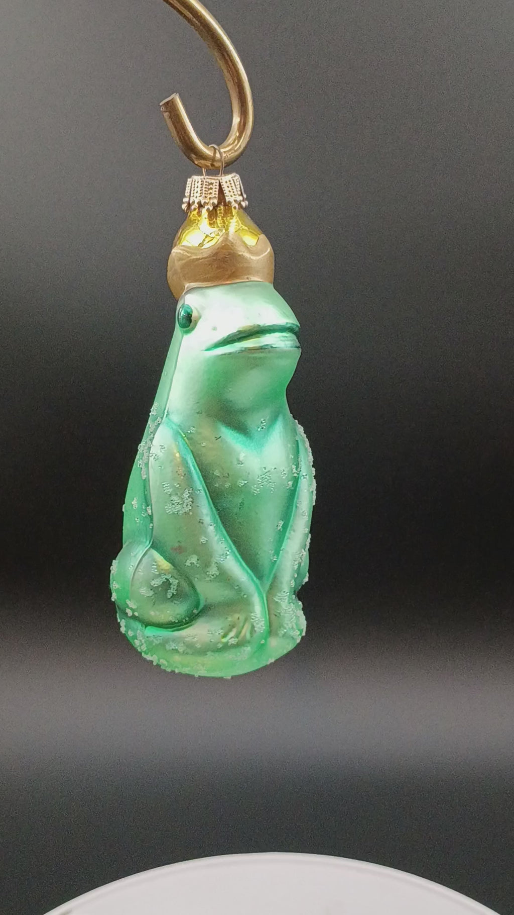 Rare Vtg Silvestri Frog Prince & Princess Blown Glass Christmas Ornament