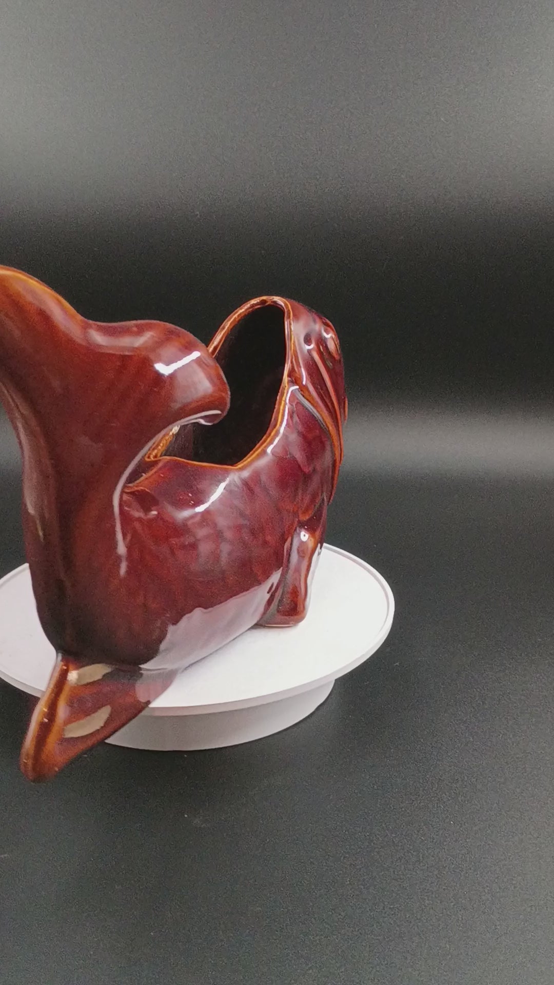 McCoy Koi Fish Planter/ Vase Brown w Gold Accents Pottery #285 Mid-Century MCM