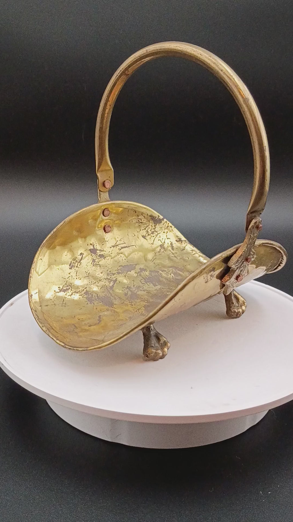 Vintage Hammered Brass Mini Log Holder