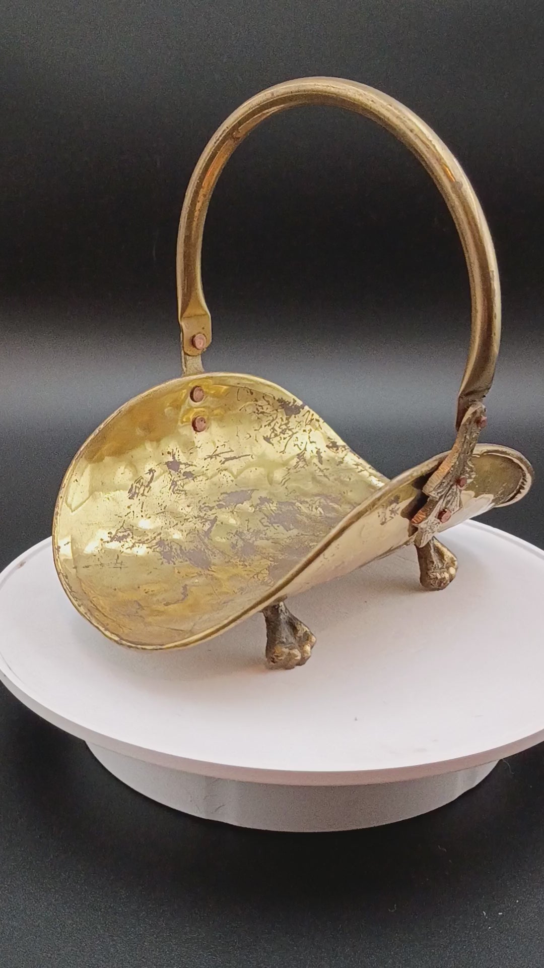 Vintage Hammered Brass Mini Log Holder