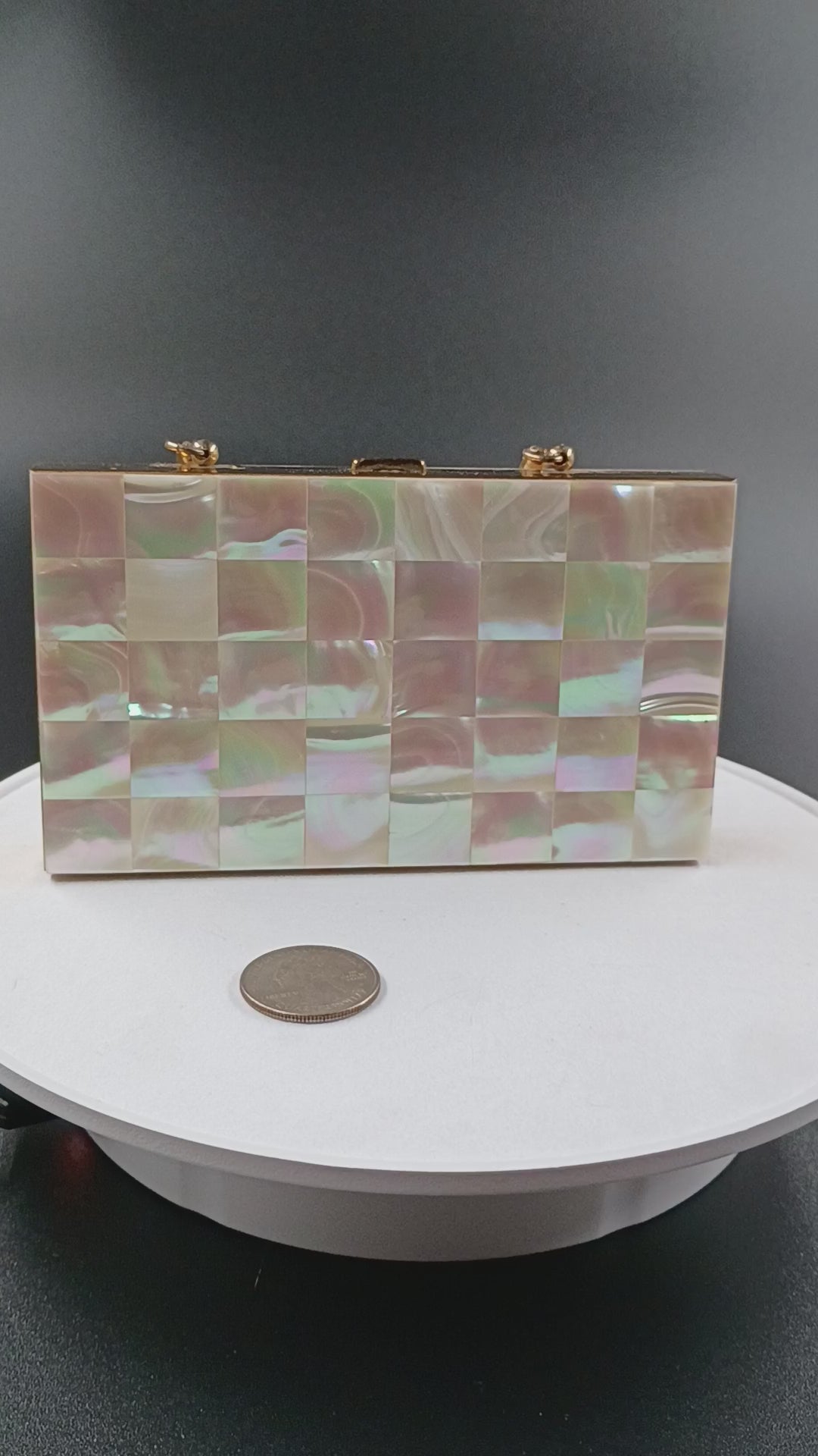 Art Deco Marhill 50s Mother of Pearl Compact Clutch. 3in x 5.5in