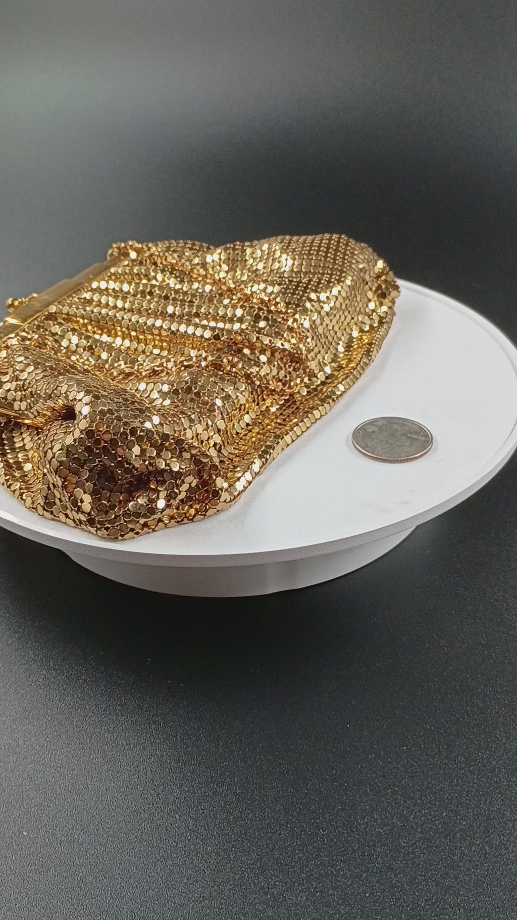 VTG 1940s Whiting Davis Gold Mesh Bag Purse