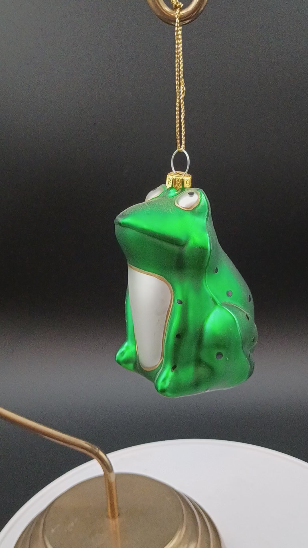 Rare Vtg Silvestri Frog Prince & Princess Blown Glass Christmas Ornament