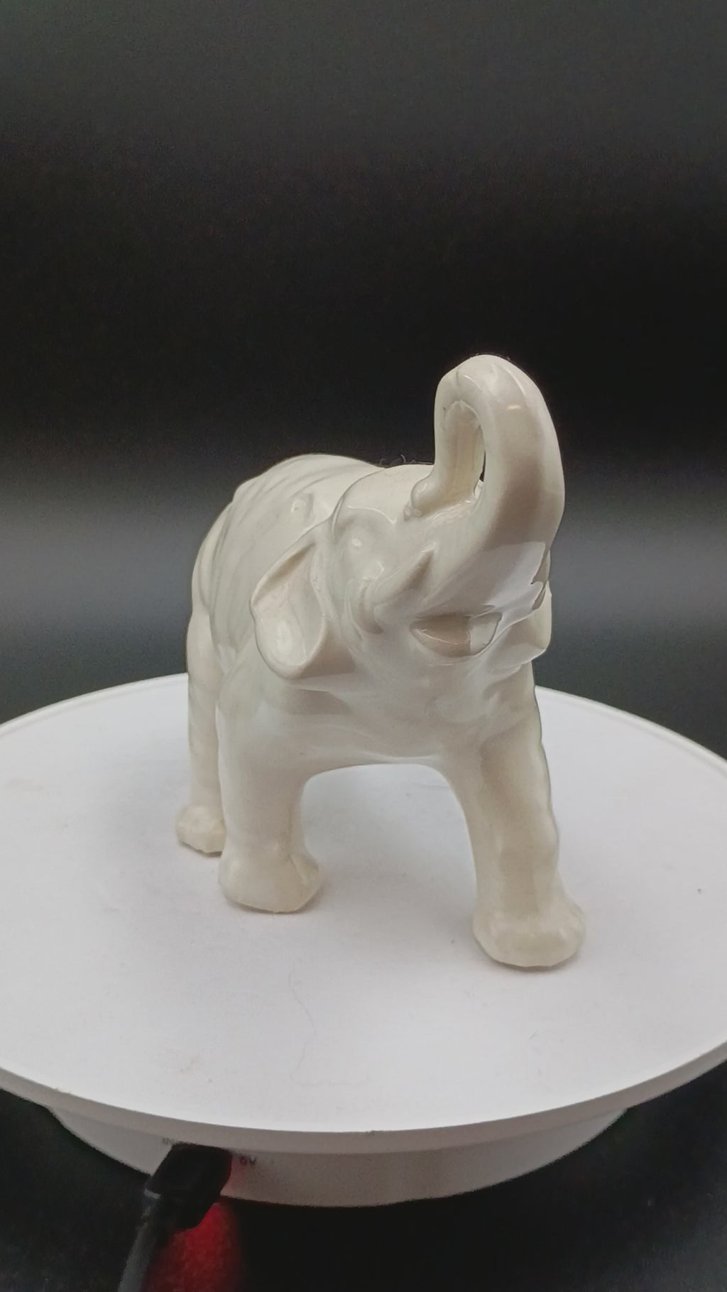 Vintage Ceramic Elephant Matte White Tan 4in tall 7in long
