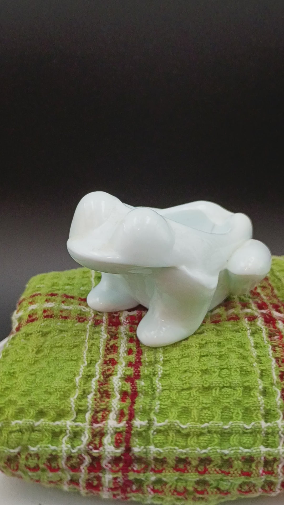 Vintage Milk Glass Frog Ashtray Or Pipe Holder