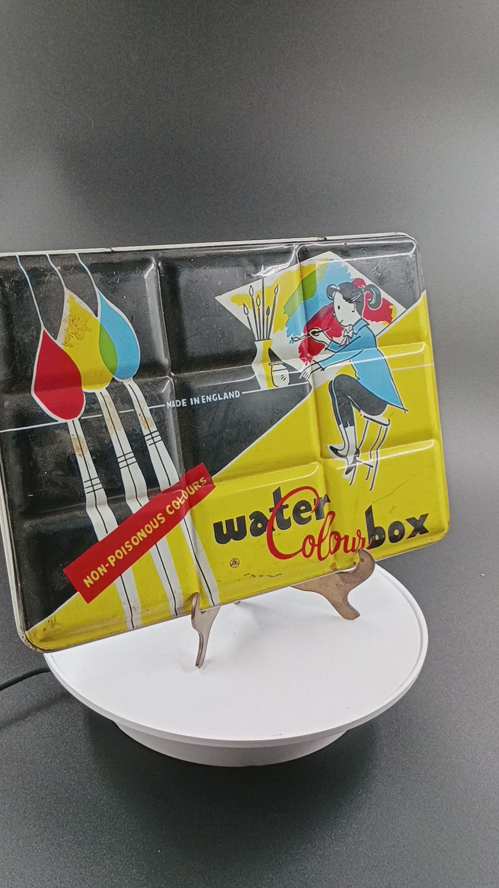 Mid Century Page of London Vintage WaterColour PaintBox Tin Case For 54 Colours