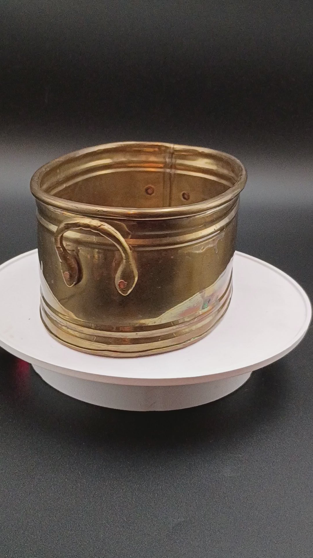 Vintage Brass Planter Pot with Handles Made In India 7" x 5"