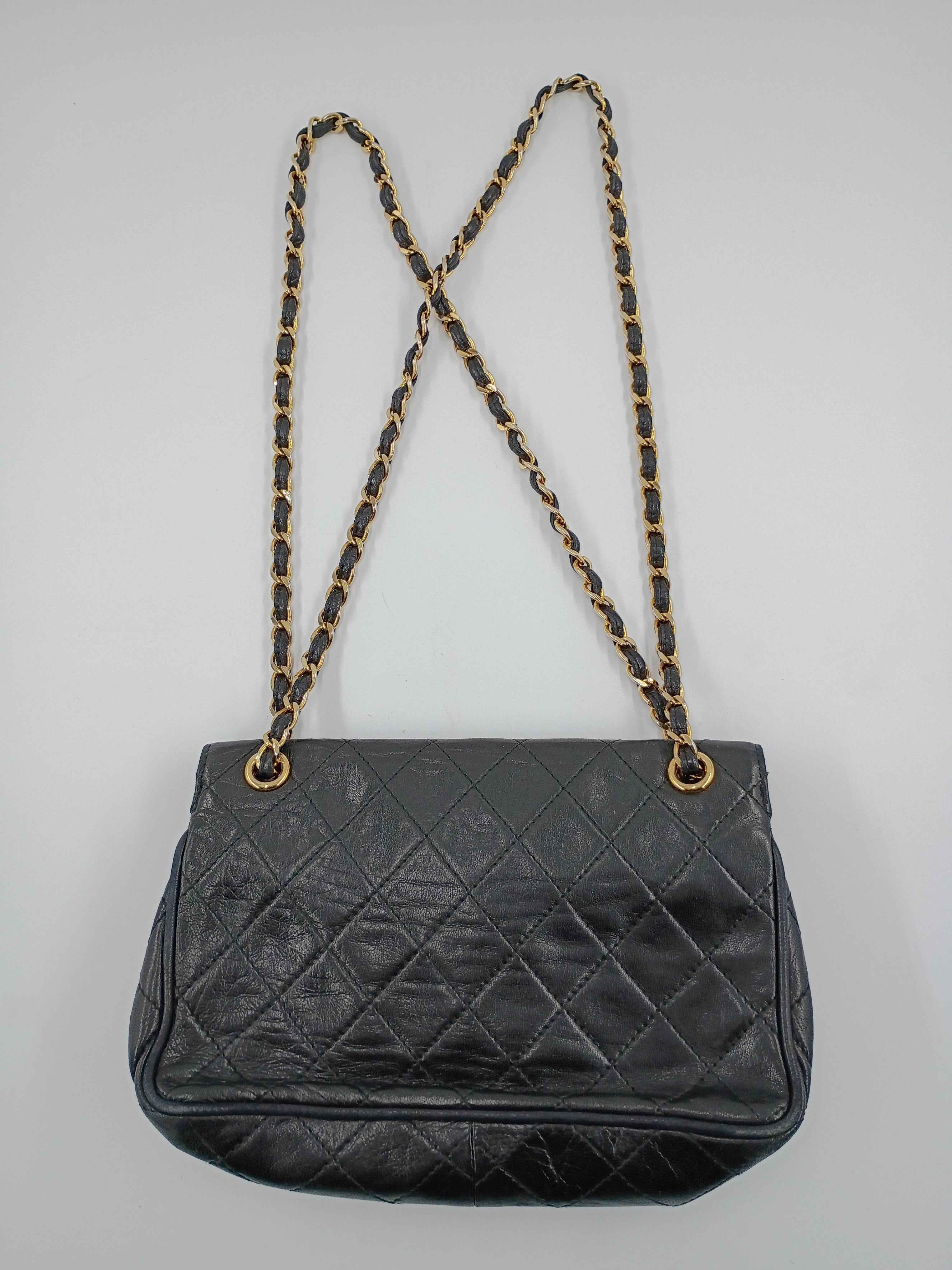 Stefano Handbag Genuine Leather Vintage Black Italian Shoulder Bag, Red Interior.  6in x 9in - Shop Under The Cedar