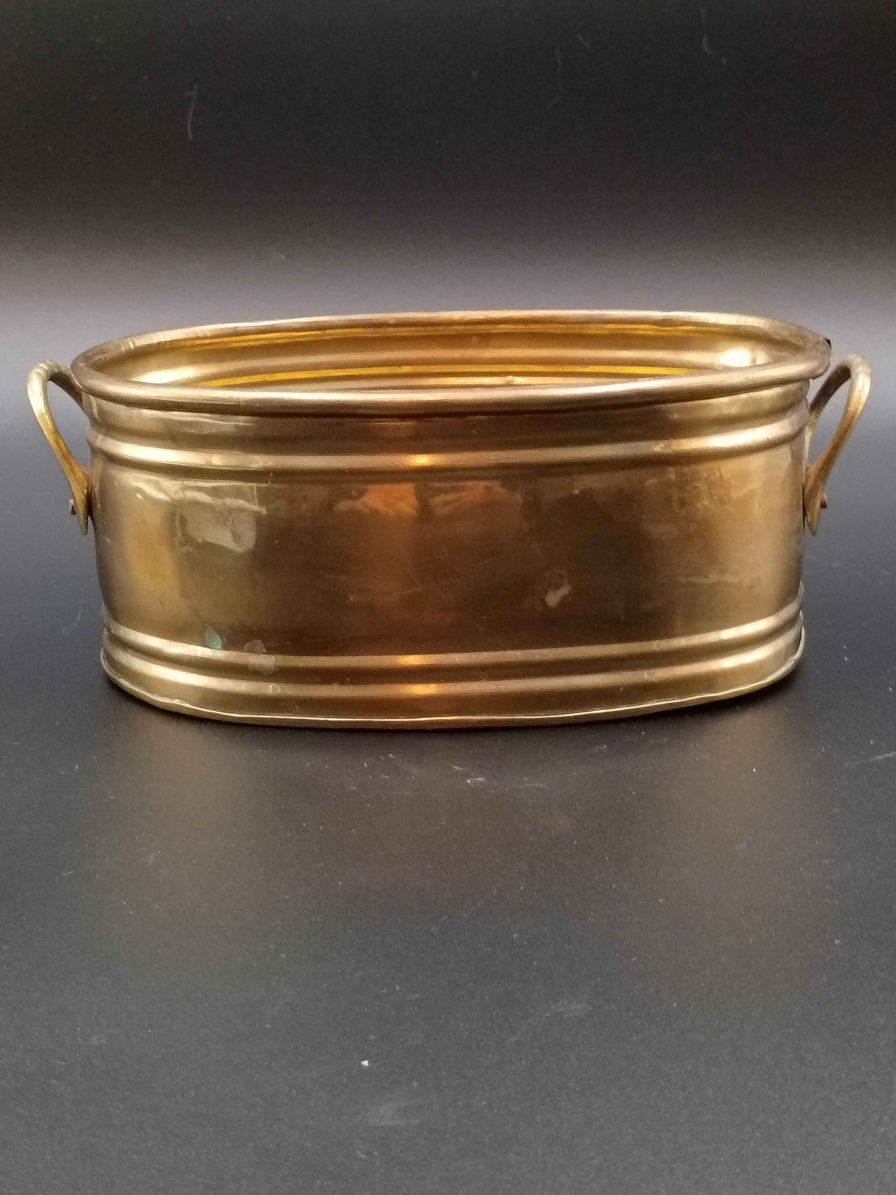 Vintage Brass Planter Pot with Handles Made In India 7" x 5" - Shop Under The Cedar