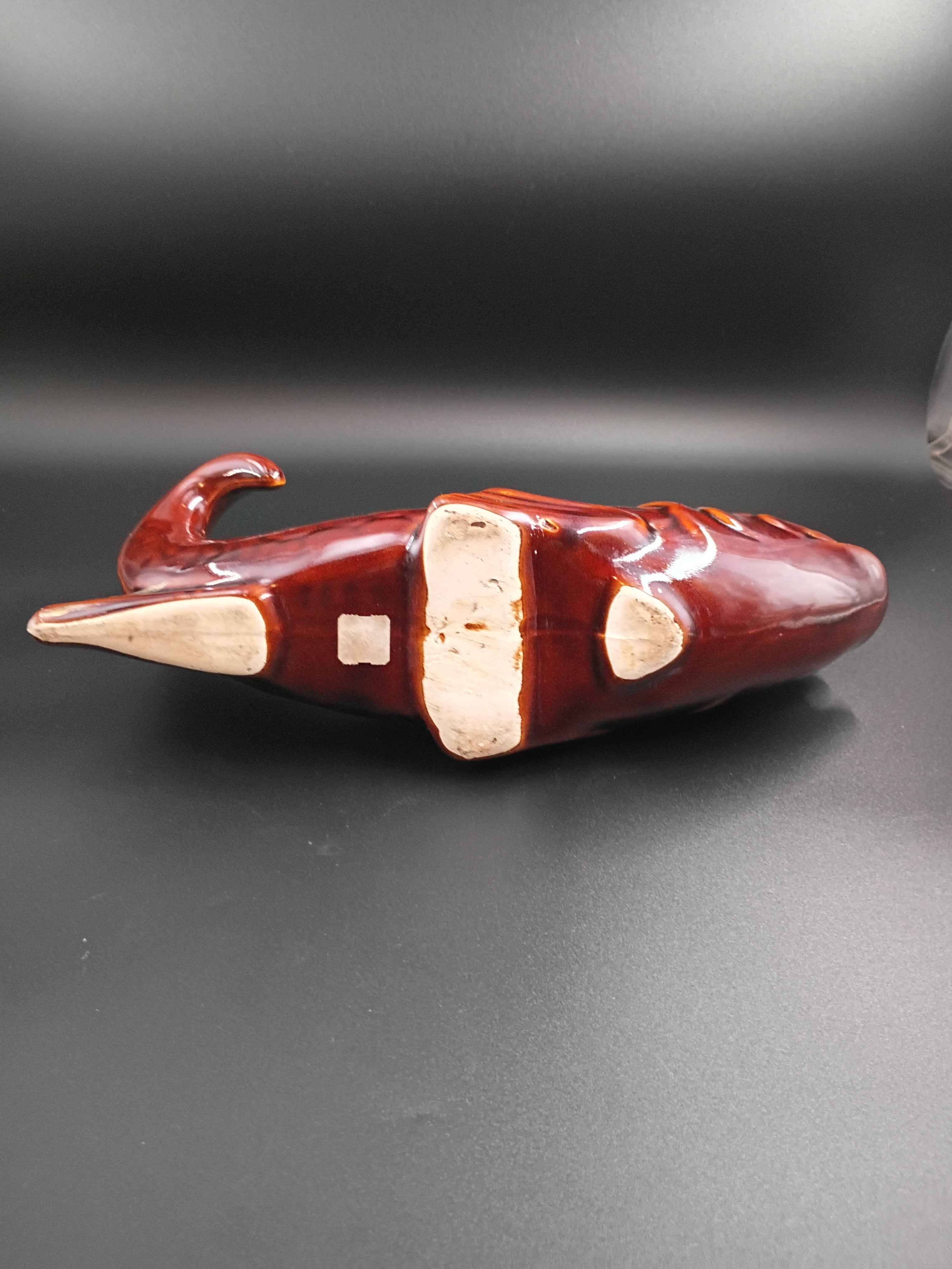 McCoy Koi Fish Planter/ Vase Brown w Gold Accents Pottery #285 Mid-Century MCM