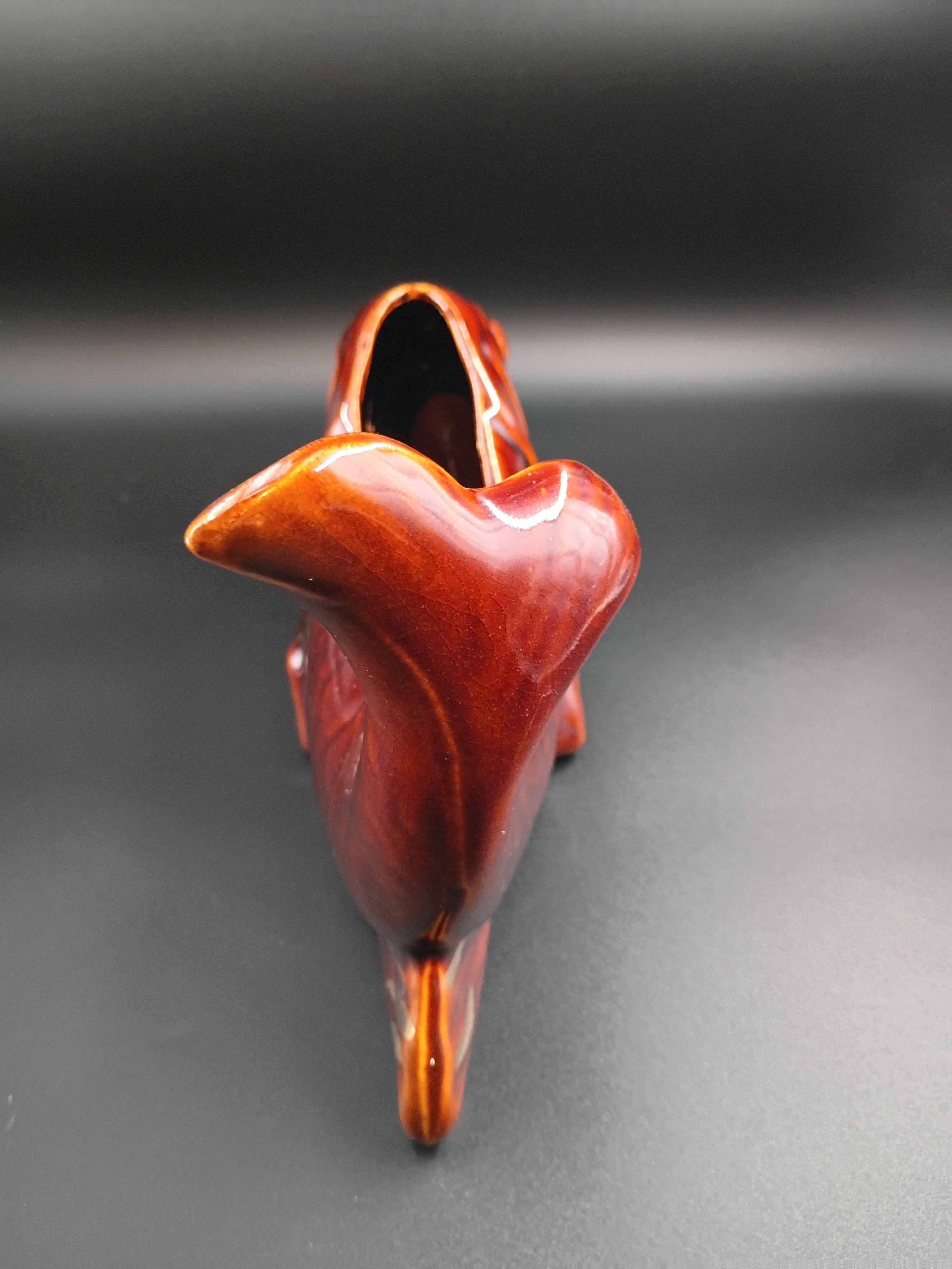 McCoy Koi Fish Planter/ Vase Brown w Gold Accents Pottery #285 Mid-Century MCM