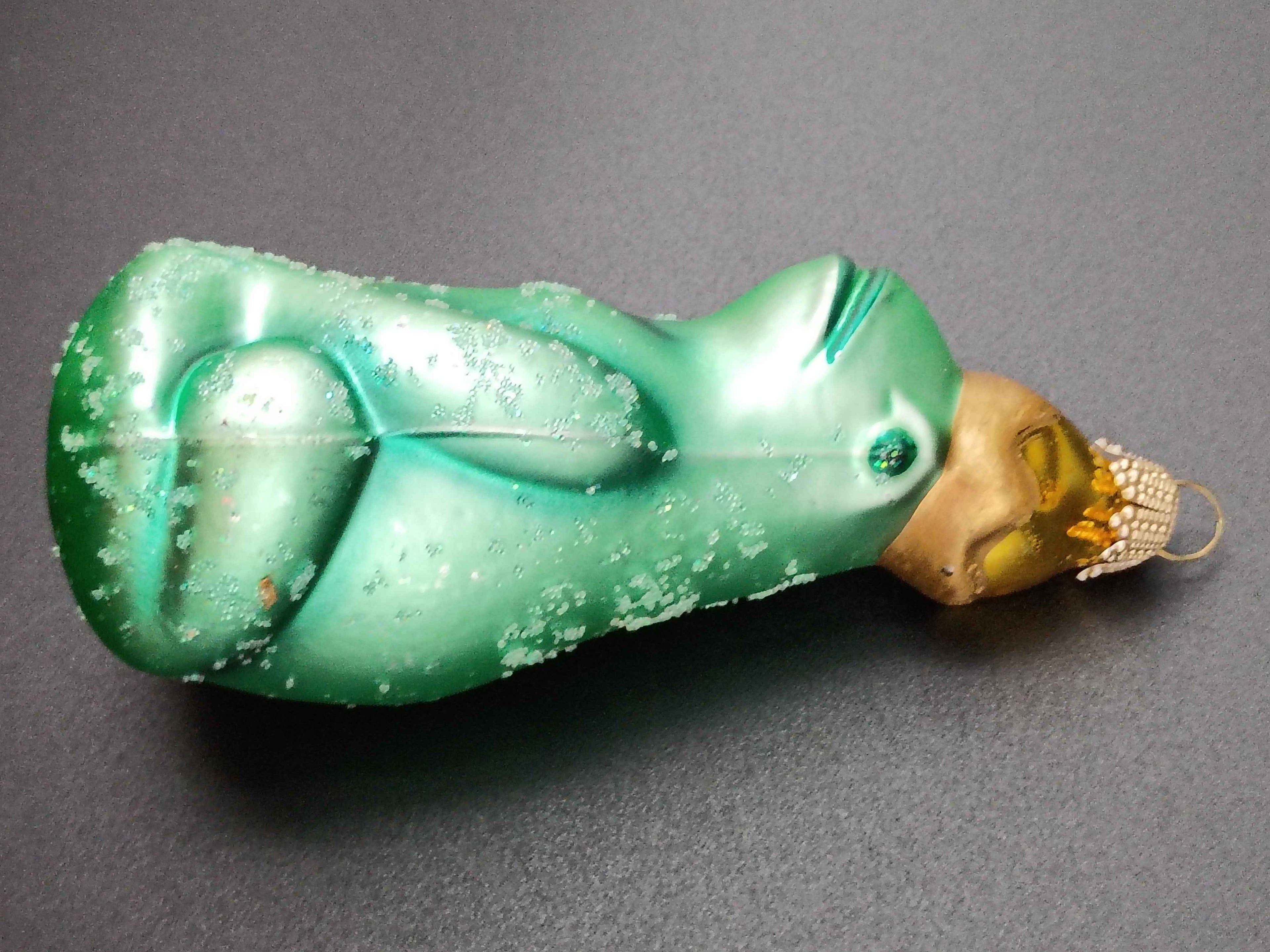 Rare Vtg Silvestri Frog Prince & Princess Blown Glass Christmas Ornament