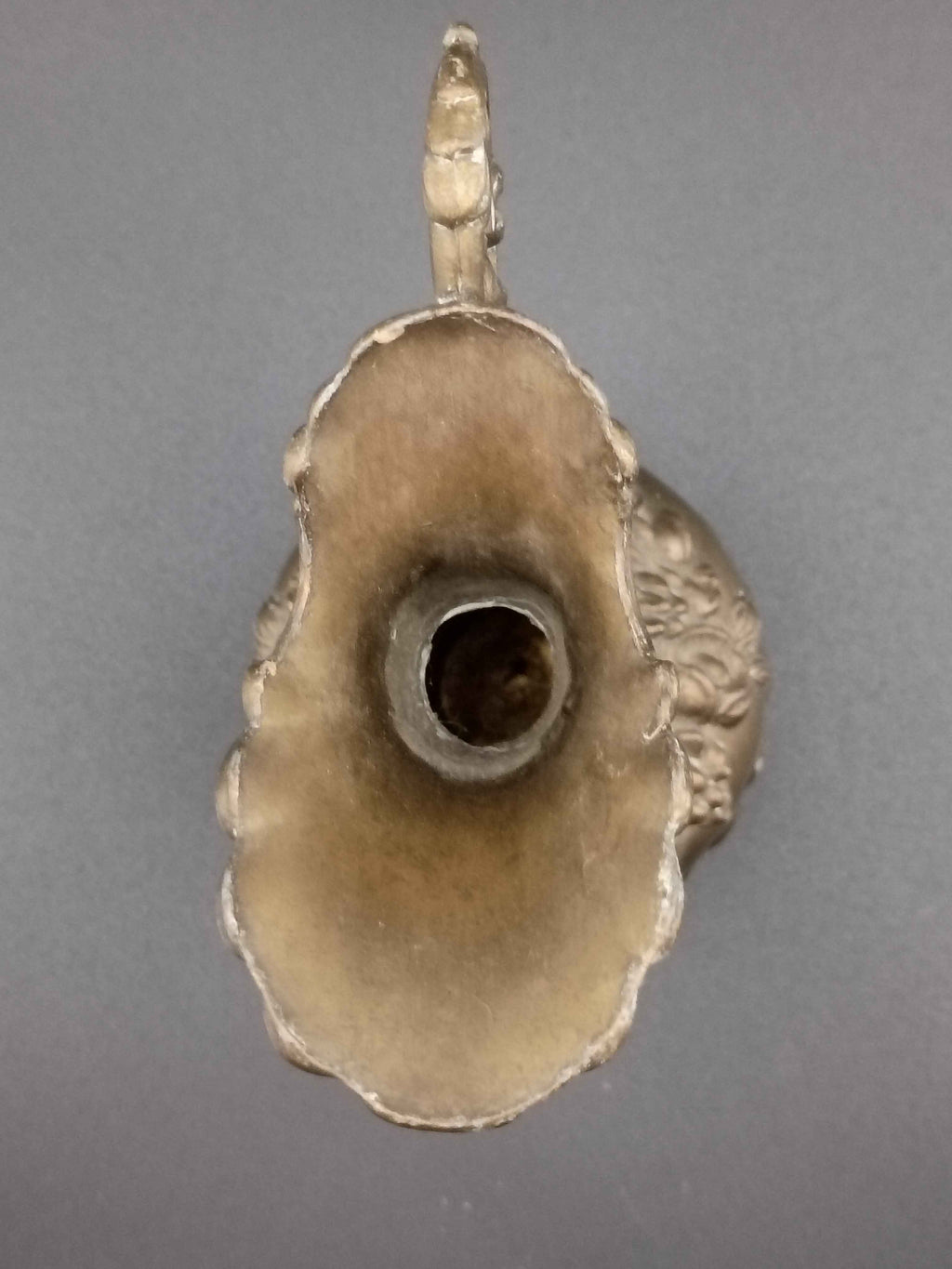 Vintage Italian Brass Finish Pitcher, Ewer, Vase Floral Pattern Made in Italy - Shop Under The Cedar