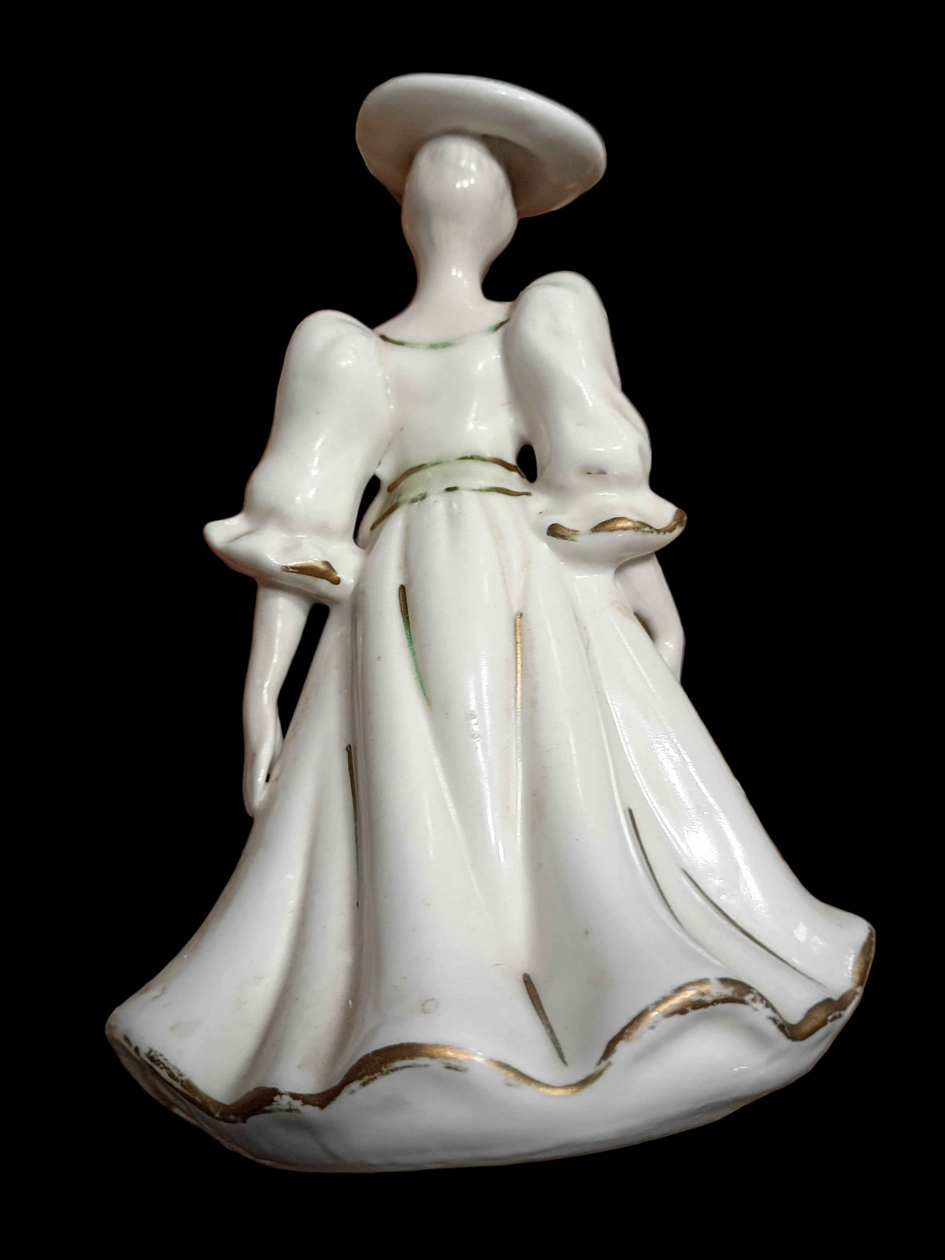 Vintage K's Collection Figurine Ceramic Lady Elegant Dress Hat Pink Flowers 6in tall 4in wide - Shop Under The Cedar