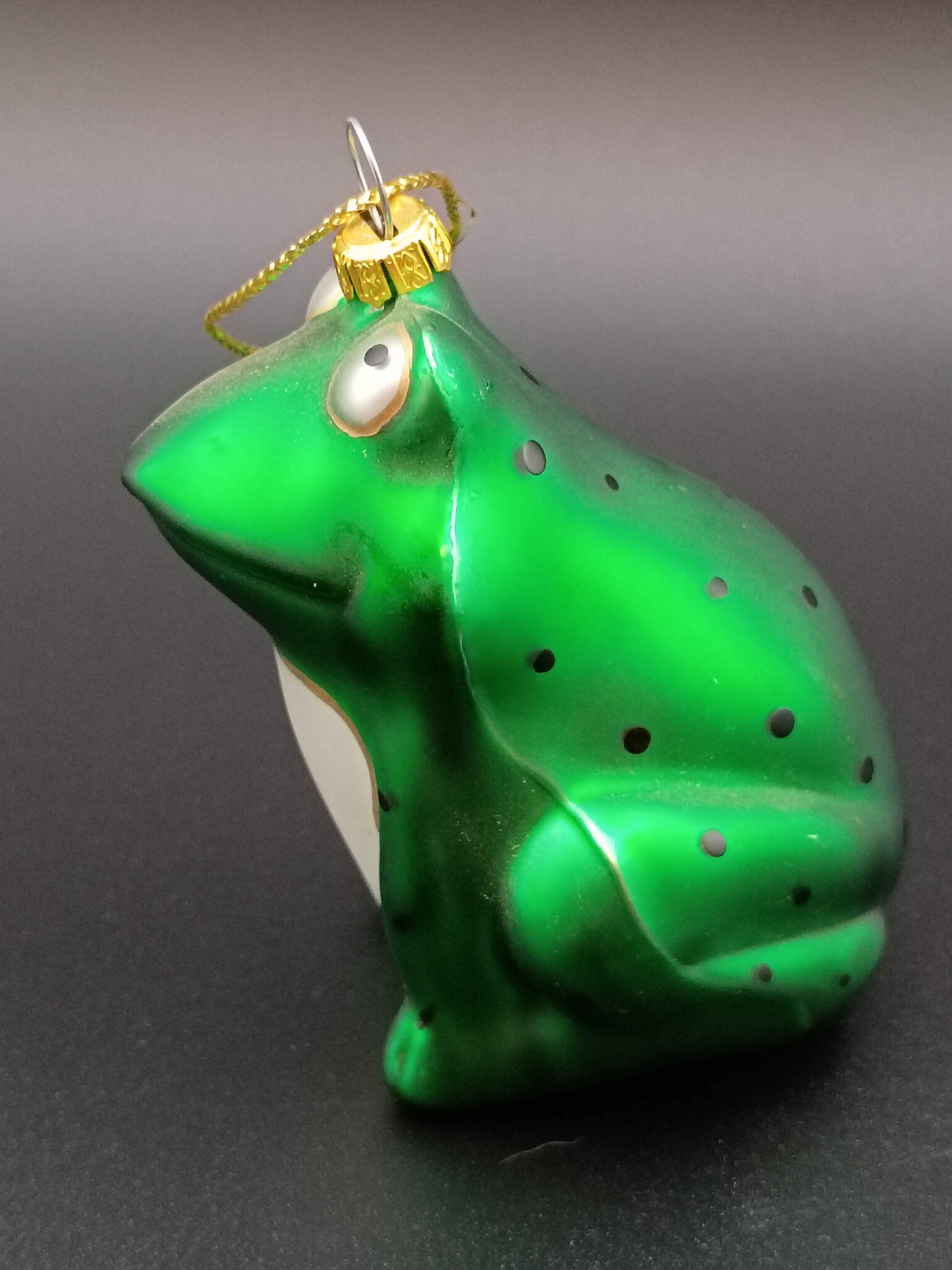 Rare Vtg Silvestri Frog Prince & Princess Blown Glass Christmas Ornament