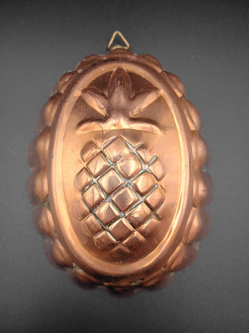 VTG Portugal Copper Tin Lined Oval Pineapple Mold Jello Cake Pan Wall Art. 5in x 7in - Shop Under The Cedar