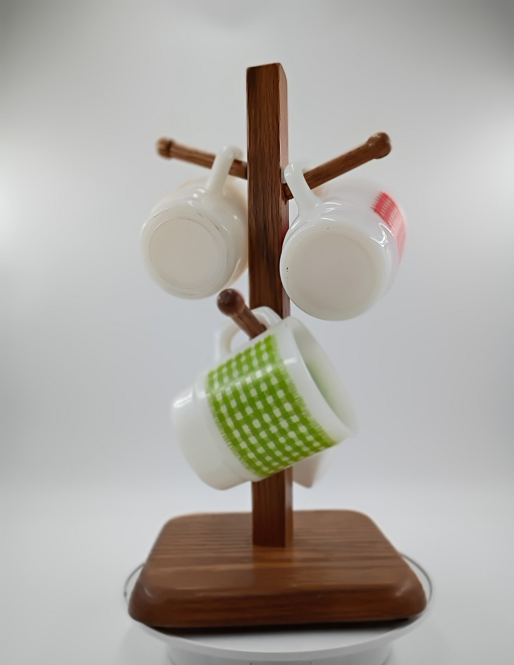 Wooden Mug Holder with 4 Anchor Hocking Fire King Mugs - Shop Under The Cedar