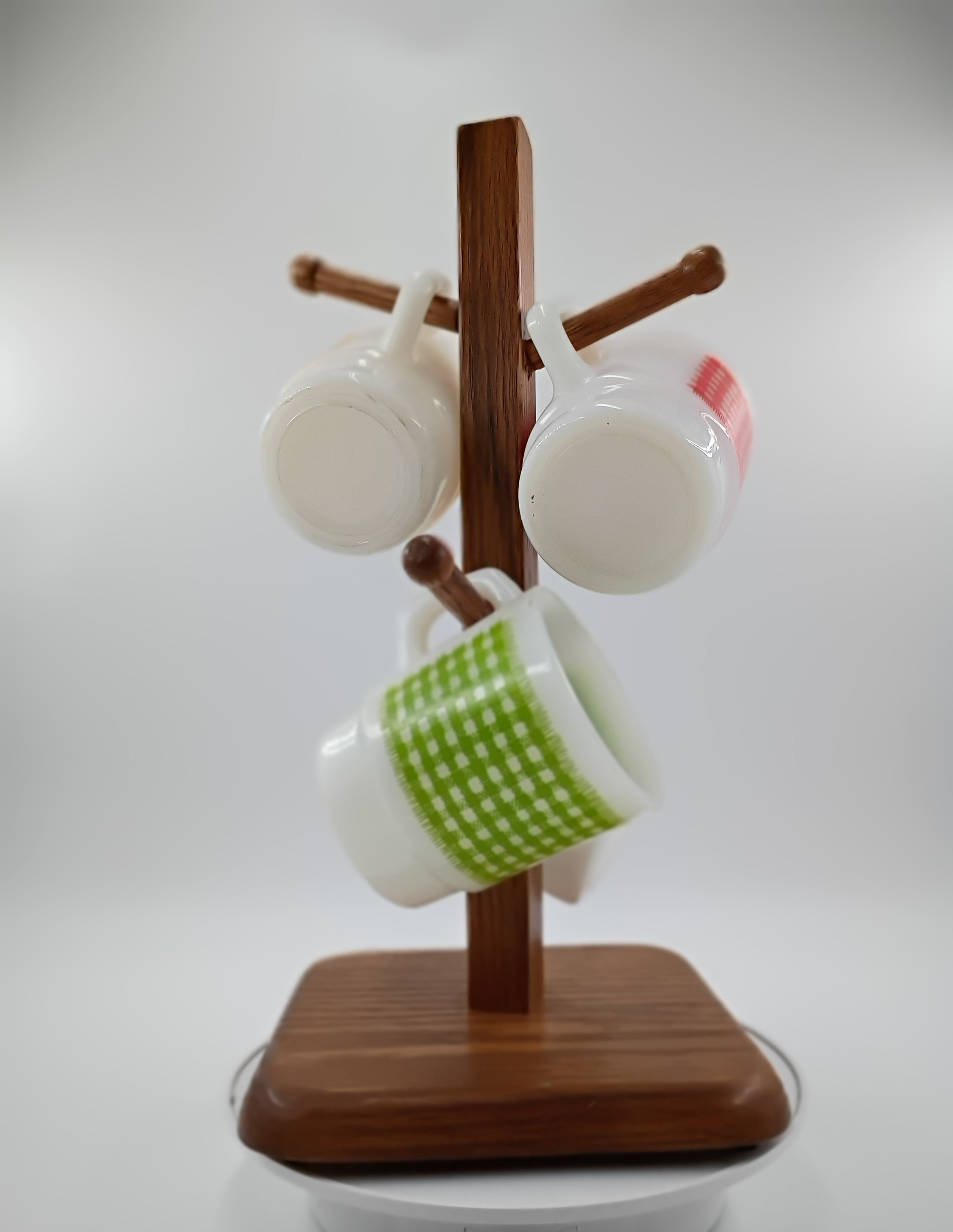 Wooden Mug Holder with 4 Anchor Hocking Fire King Mugs - Shop Under The Cedar