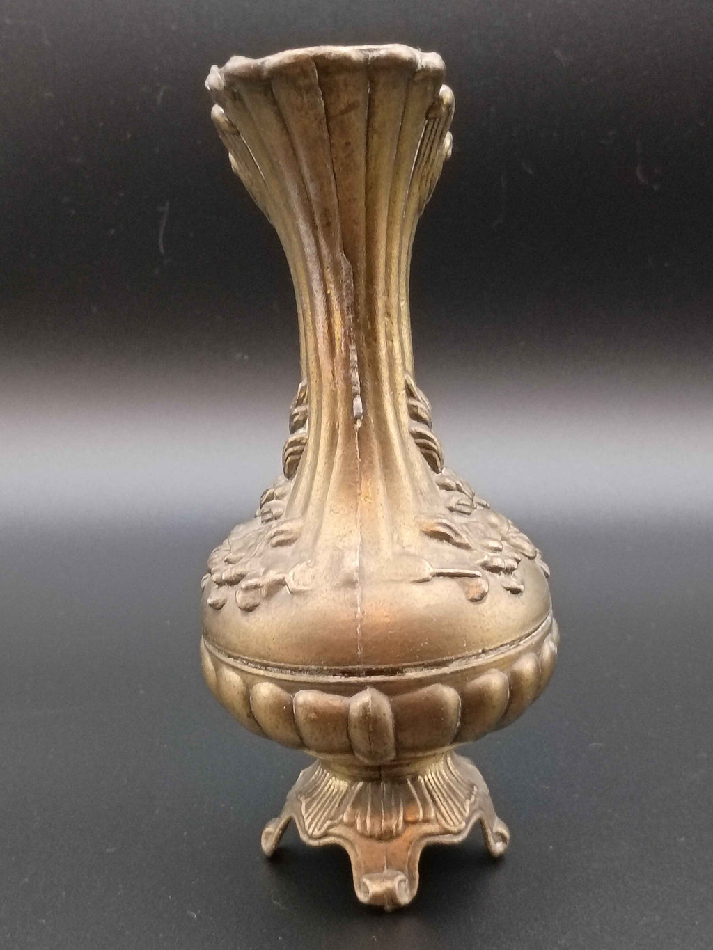 Vintage Italian Brass Finish Pitcher, Ewer, Vase Floral Pattern Made in Italy - Shop Under The Cedar