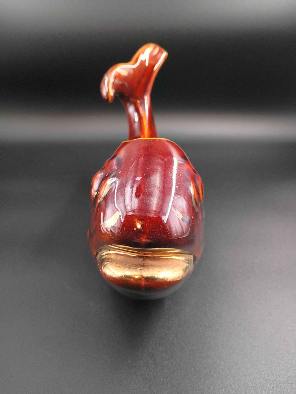 McCoy Koi Fish Planter/ Vase Brown w Gold Accents Pottery #285 Mid-Century MCM