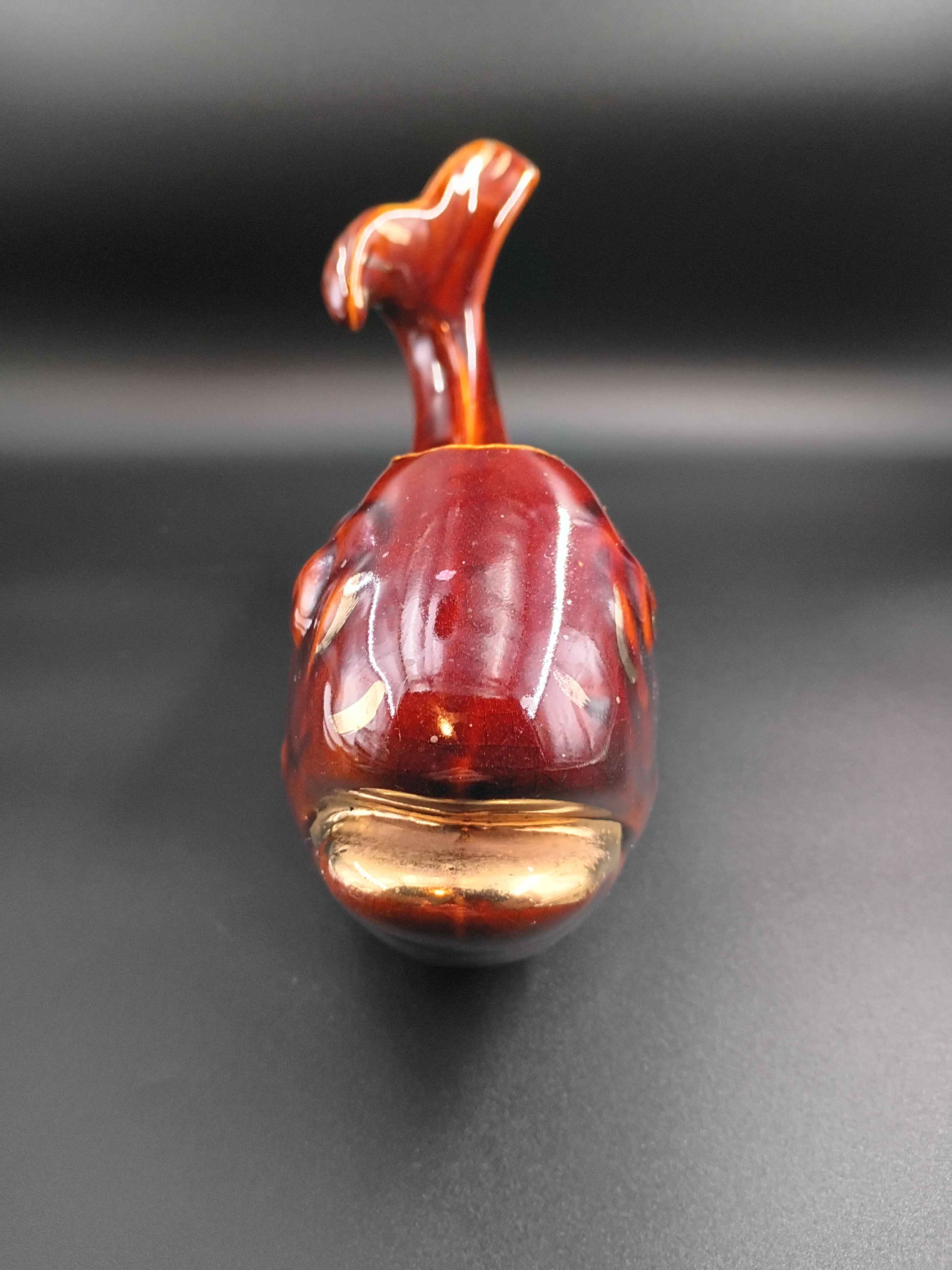 McCoy Koi Fish Planter/ Vase Brown w Gold Accents Pottery #285 Mid-Century MCM