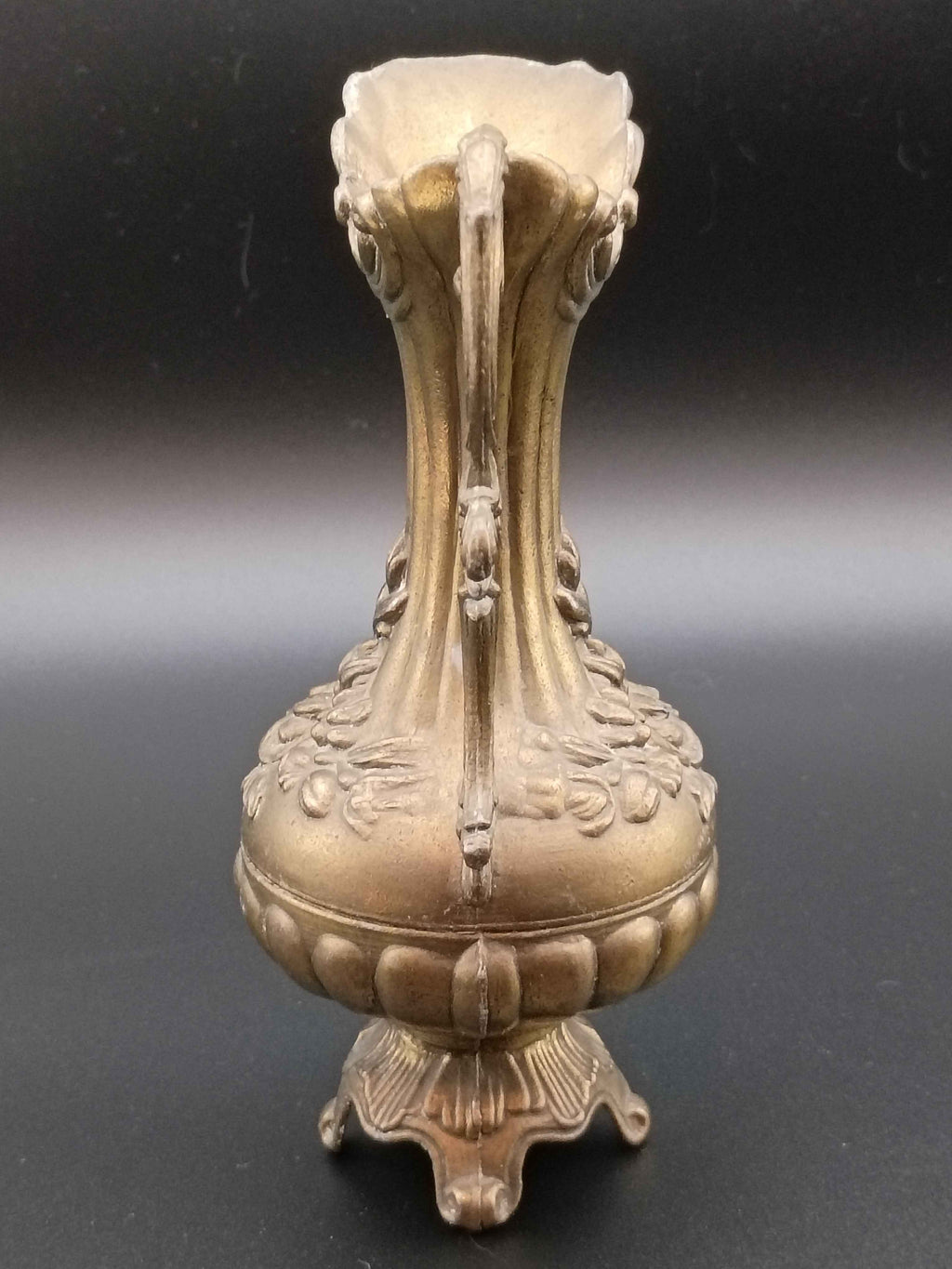 Vintage Italian Brass Finish Pitcher, Ewer, Vase Floral Pattern Made in Italy - Shop Under The Cedar