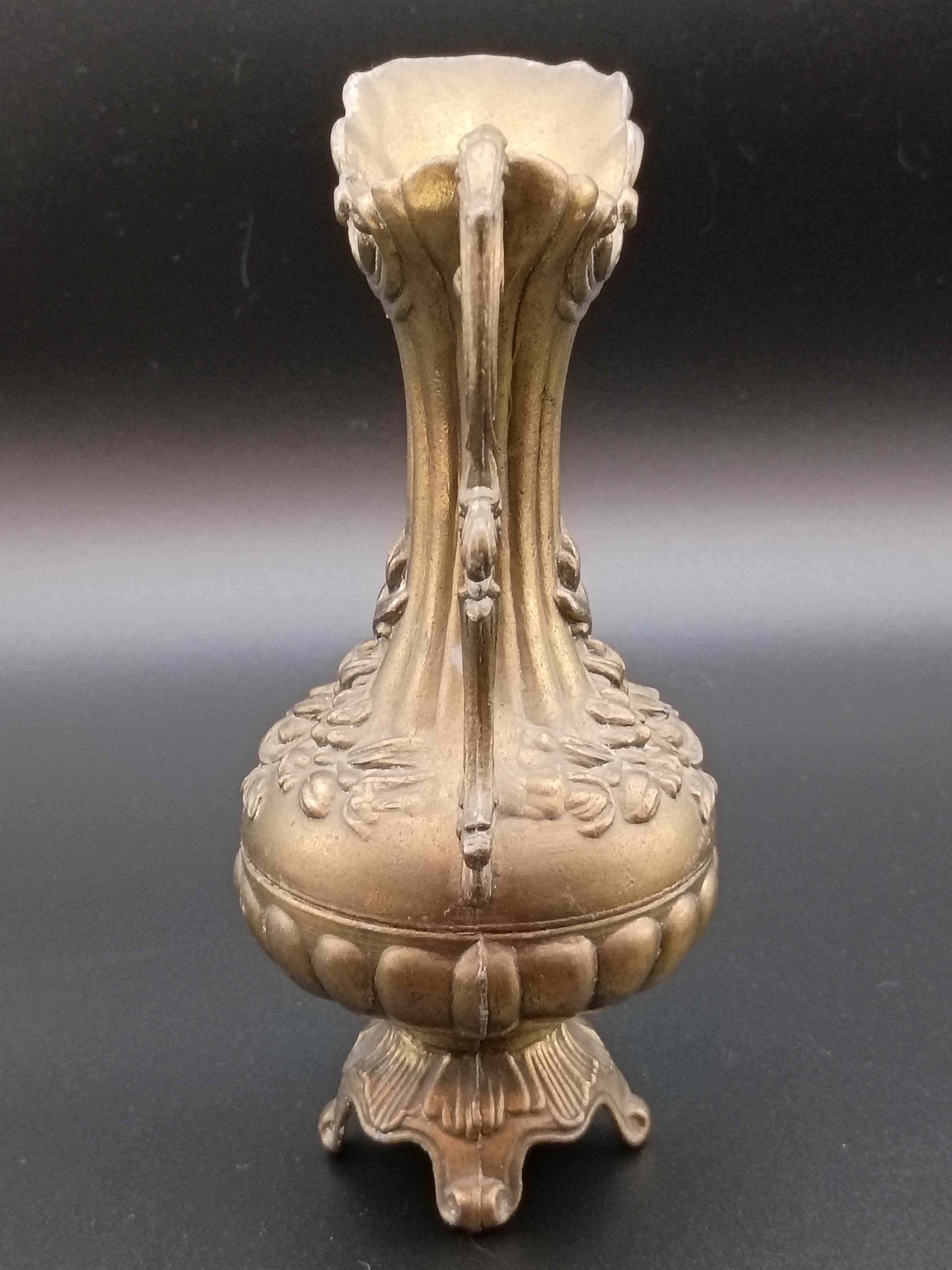 Vintage Italian Brass Finish Pitcher, Ewer, Vase Floral Pattern Made in Italy - Shop Under The Cedar