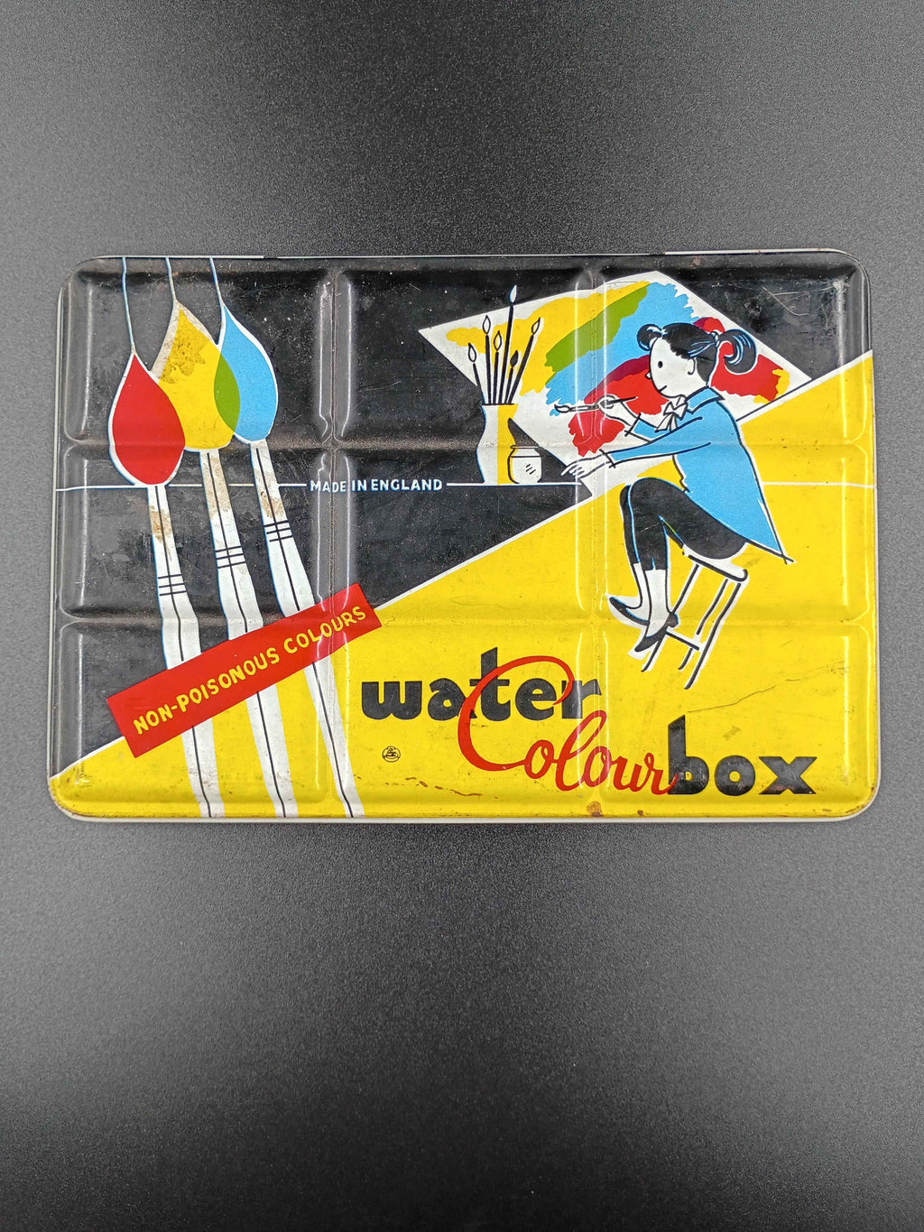 Mid Century Page of London Vintage WaterColour PaintBox Tin Case For 54 Colours - Shop Under The Cedar