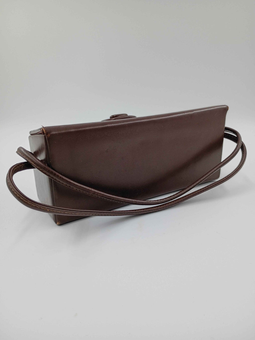 Rigid leather purse / handbag with handles - Shop Under The Cedar