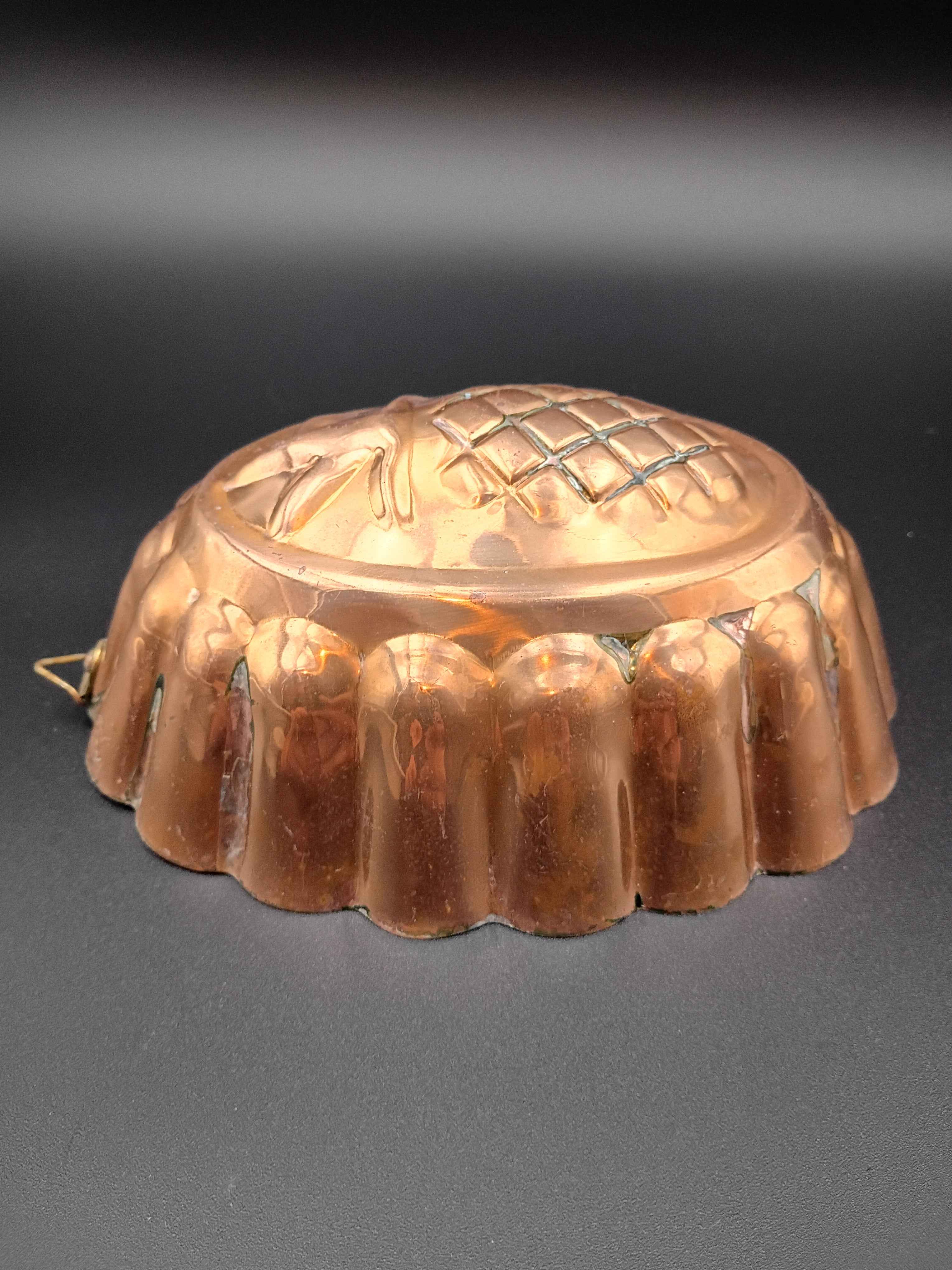 VTG Portugal Copper Tin Lined Oval Pineapple Mold Jello Cake Pan Wall Art. 5in x 7in - Shop Under The Cedar