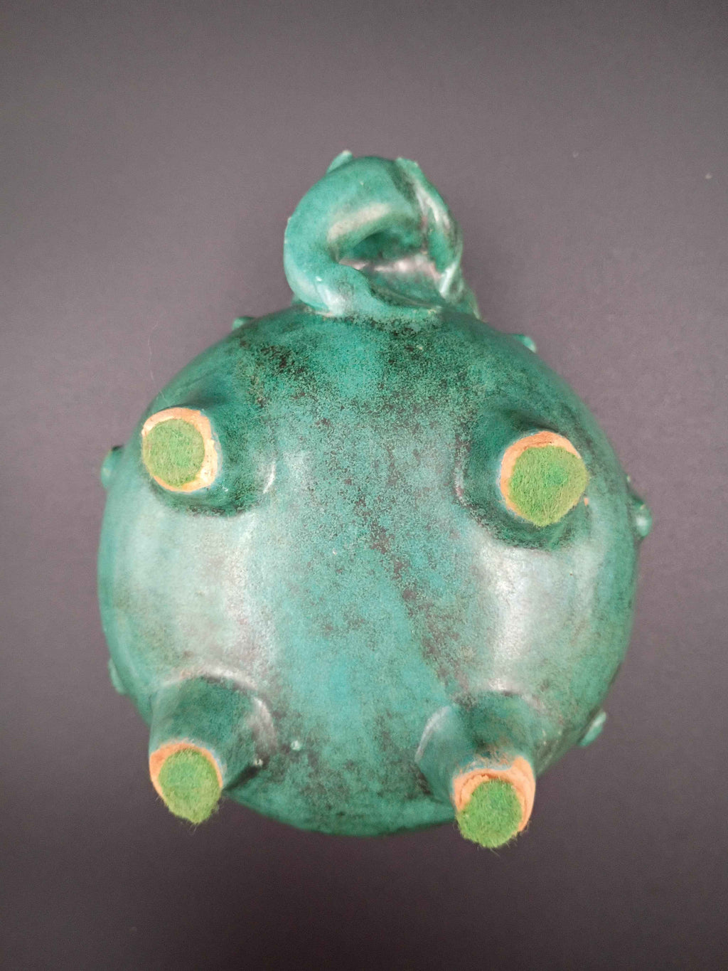 Antique Green Pottery Elephant Vase 4in x 5in