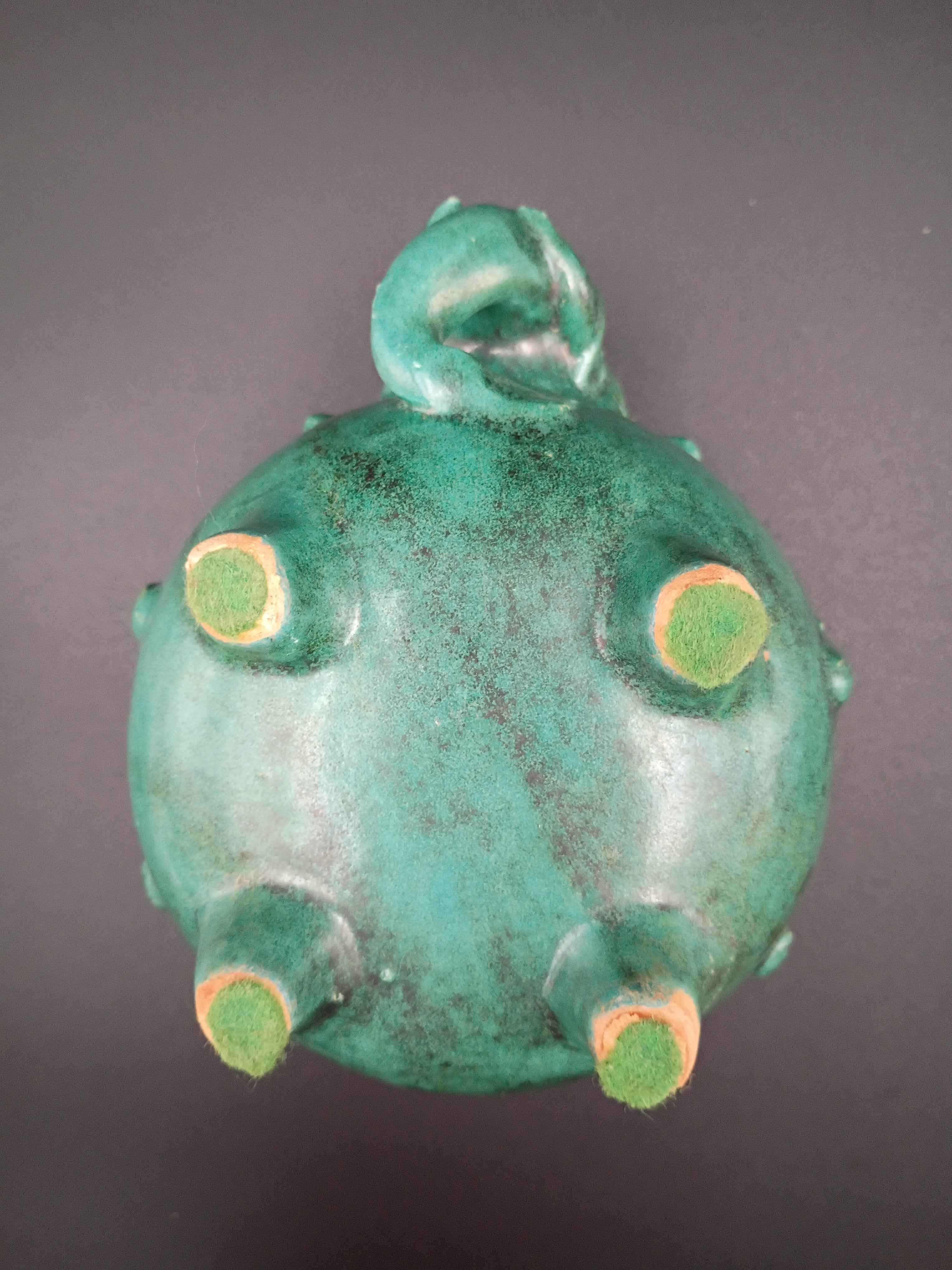 Antique Green Pottery Elephant Vase 4in x 5in