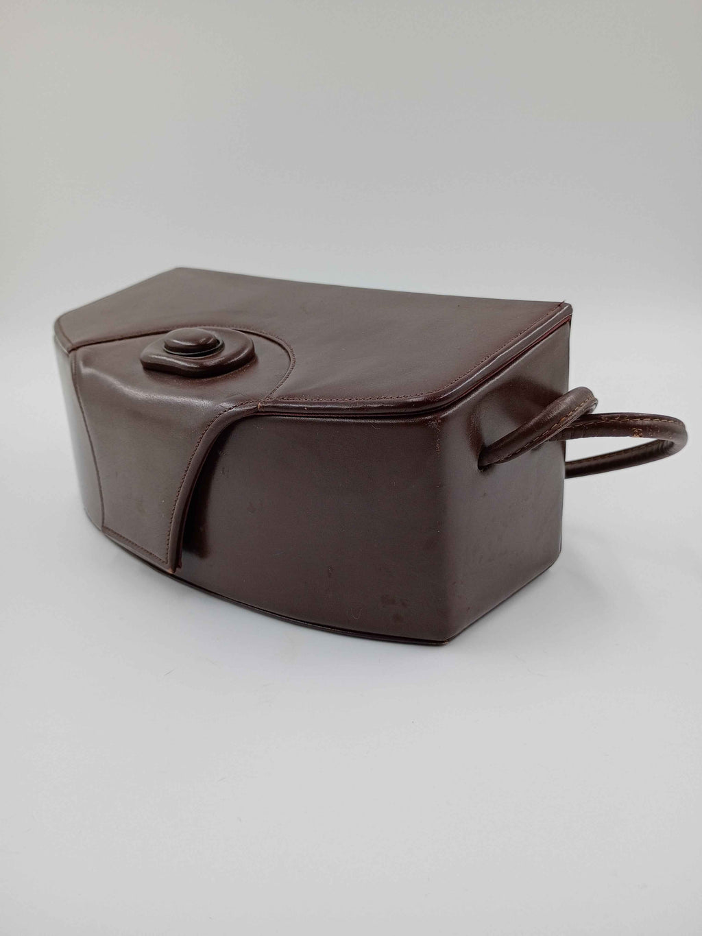 Rigid leather purse / handbag with handles - Shop Under The Cedar