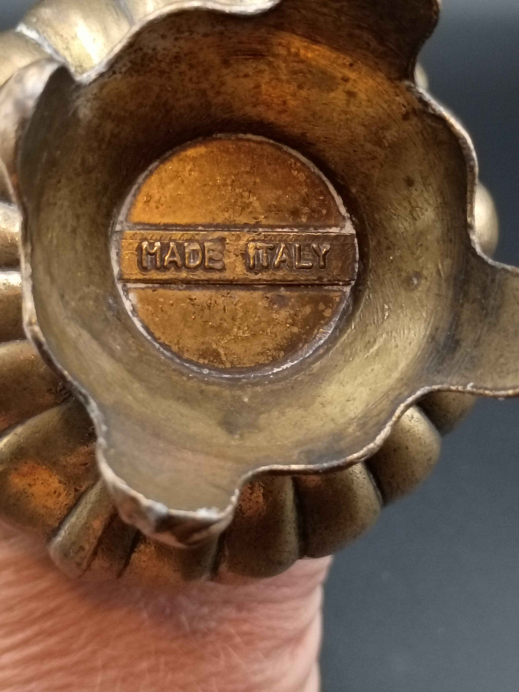 Vintage Italian Brass Finish Pitcher, Ewer, Vase Floral Pattern Made in Italy - Shop Under The Cedar