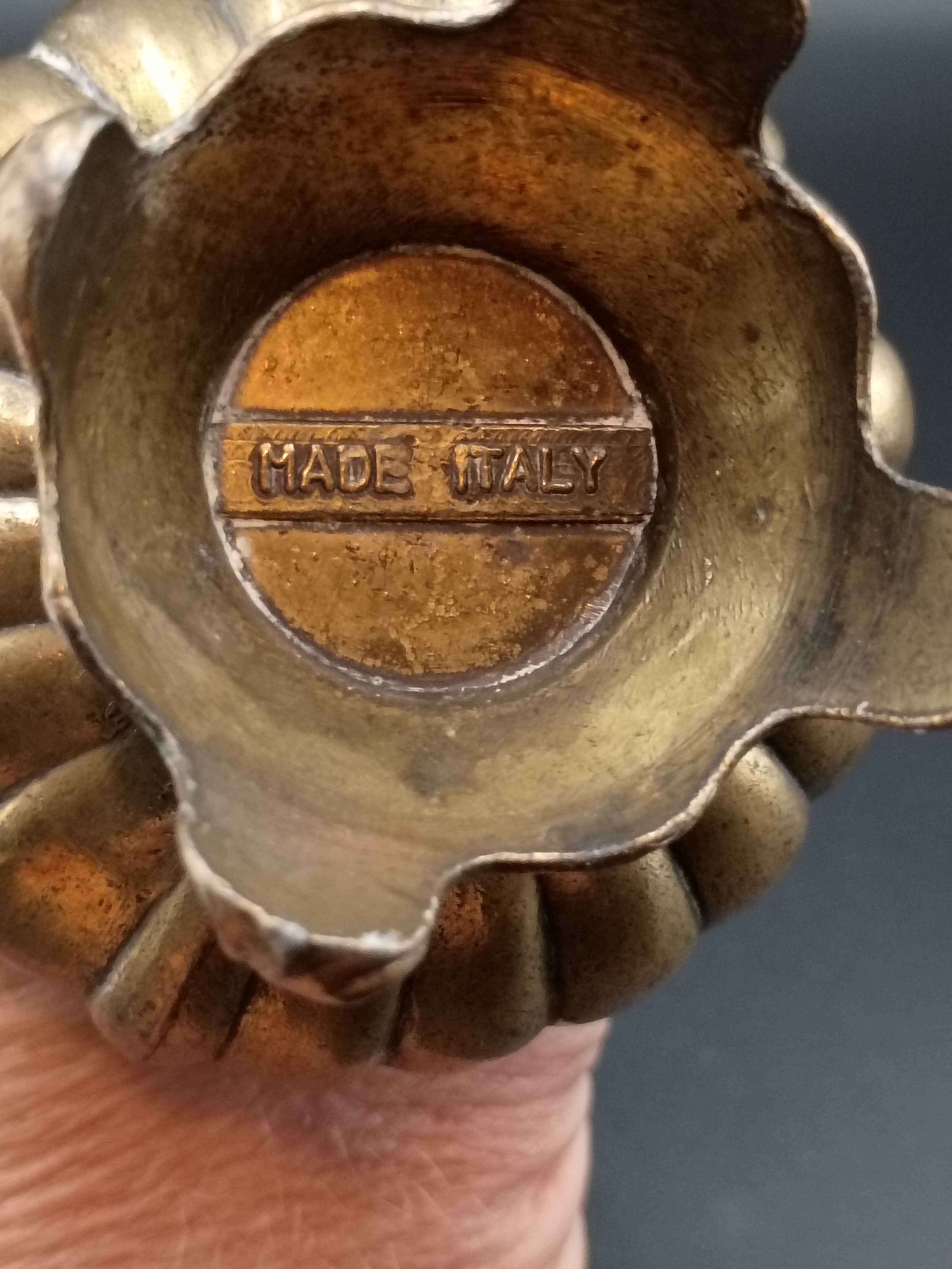 Vintage Italian Brass Finish Pitcher, Ewer, Vase Floral Pattern Made in Italy - Shop Under The Cedar